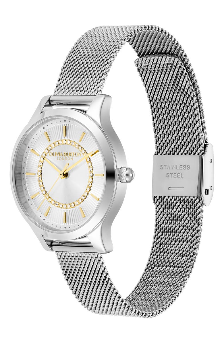 Olivia Burton Wonderlust Mesh Strap Watch, 30mm, Alternate, color, Silver