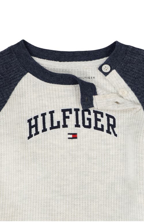 Tommy Hilfiger Ribbed Thermal Shirt & Joggers Set In Blue