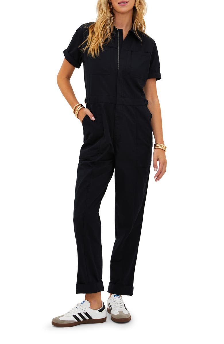 Beach Riot Racertrack Twill Jumpsuit, Main, color, 