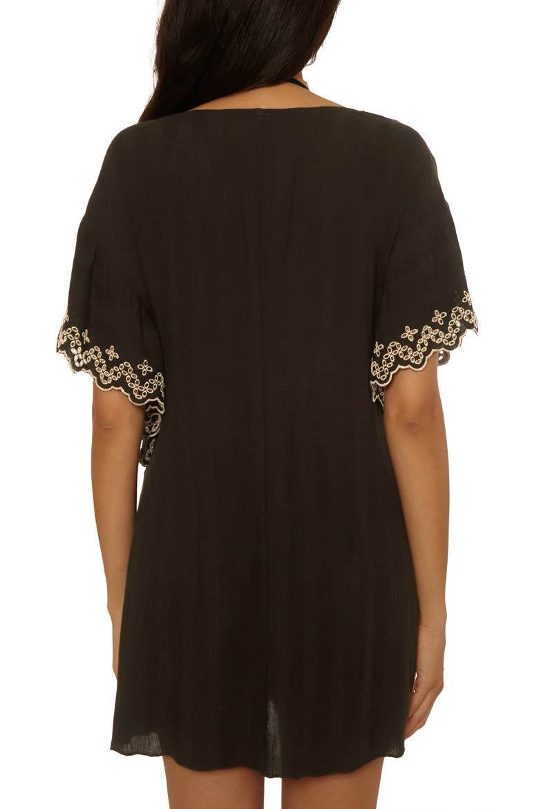 Barbados Eyelet Cover-Up Tunic, Alternate, color, BLACK/ TAN