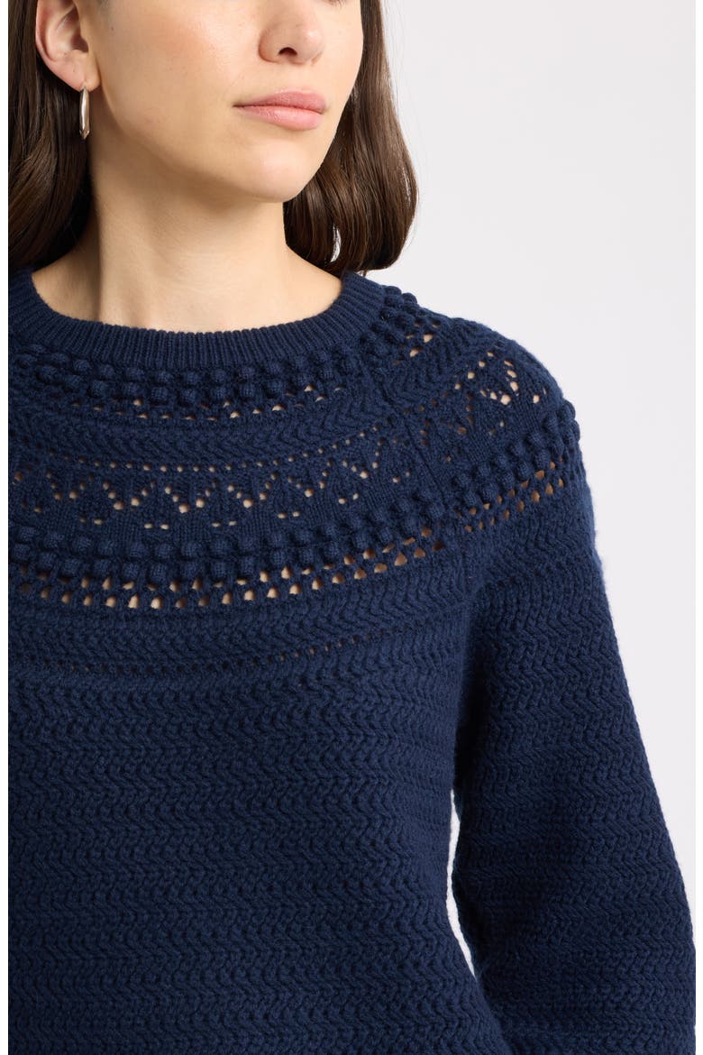 Mixed Stitch Wool & Cashmere Sweater, Alternate, color, NAVY NIGHT