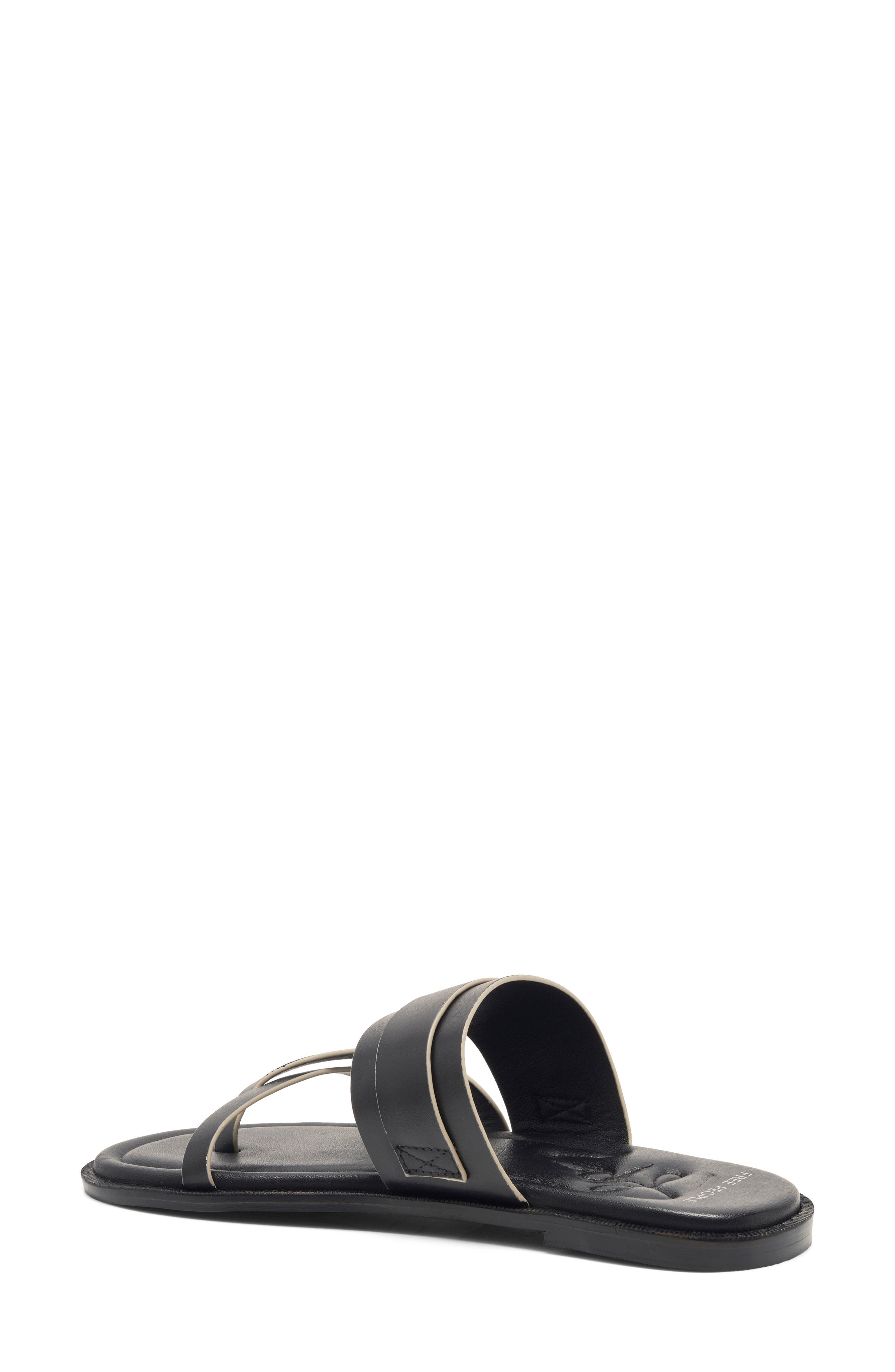 Free People Belted Cross Strap Slide Sandal, Alternate, color, Black Tide Leather
