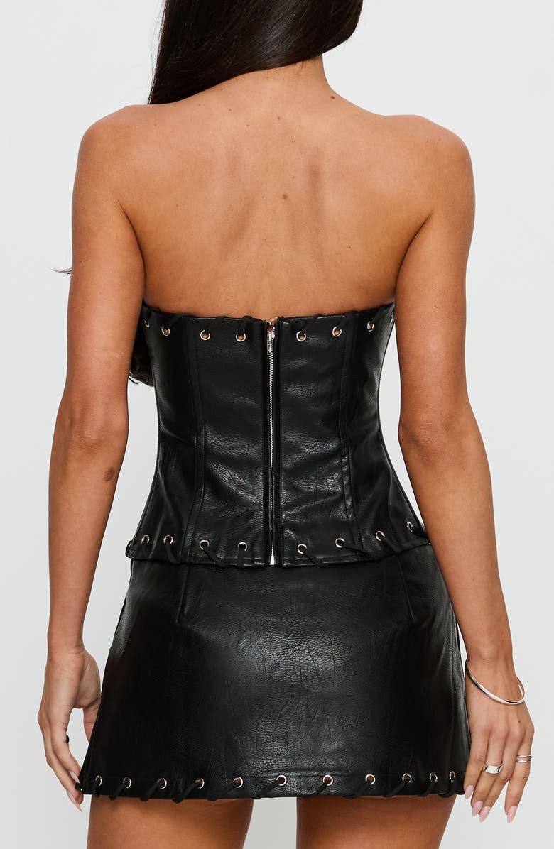 Princess Polly Pammie Faux Leather Strapless Top, Alternate, color, Black