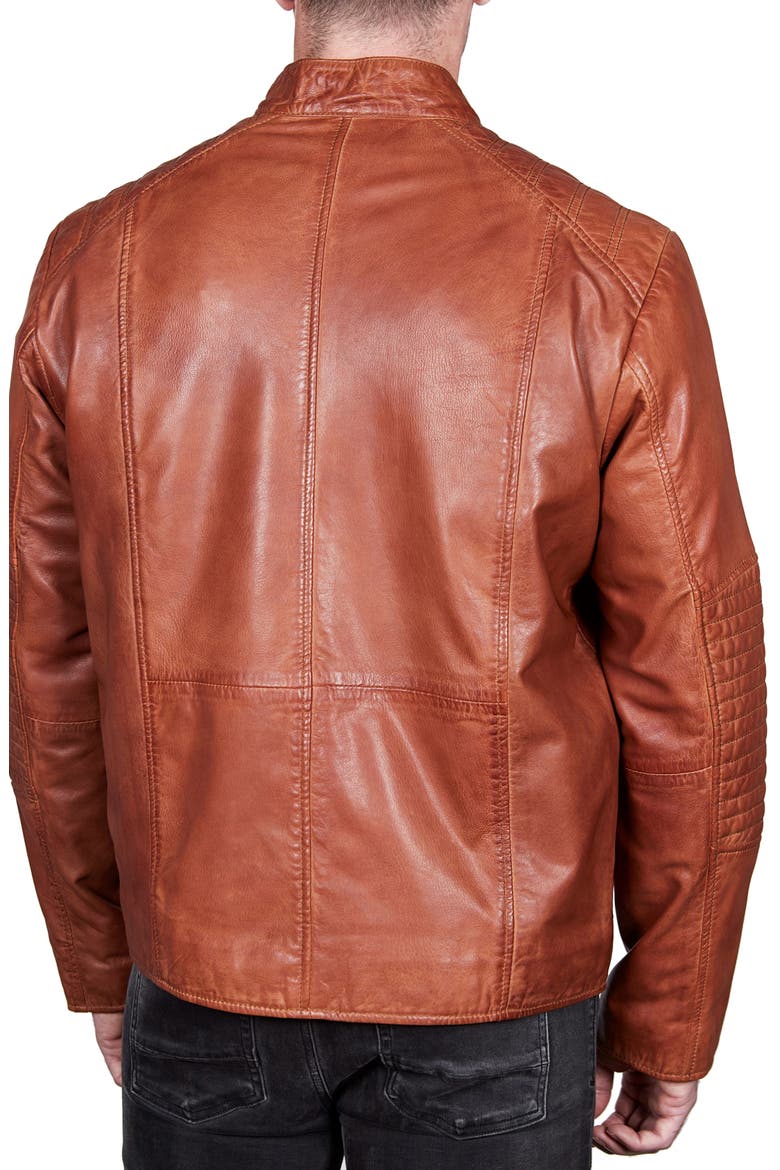 Lamb Leather Moto Jacket, Alternate, color, COGNAC