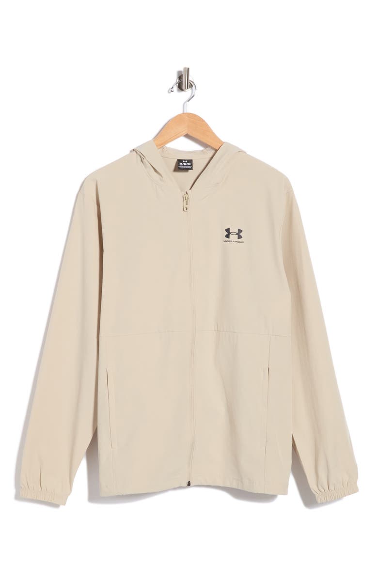 Vibe Water Repellent Hooded Windbreaker Jacket, Main, color, 289 KHAKI BASE