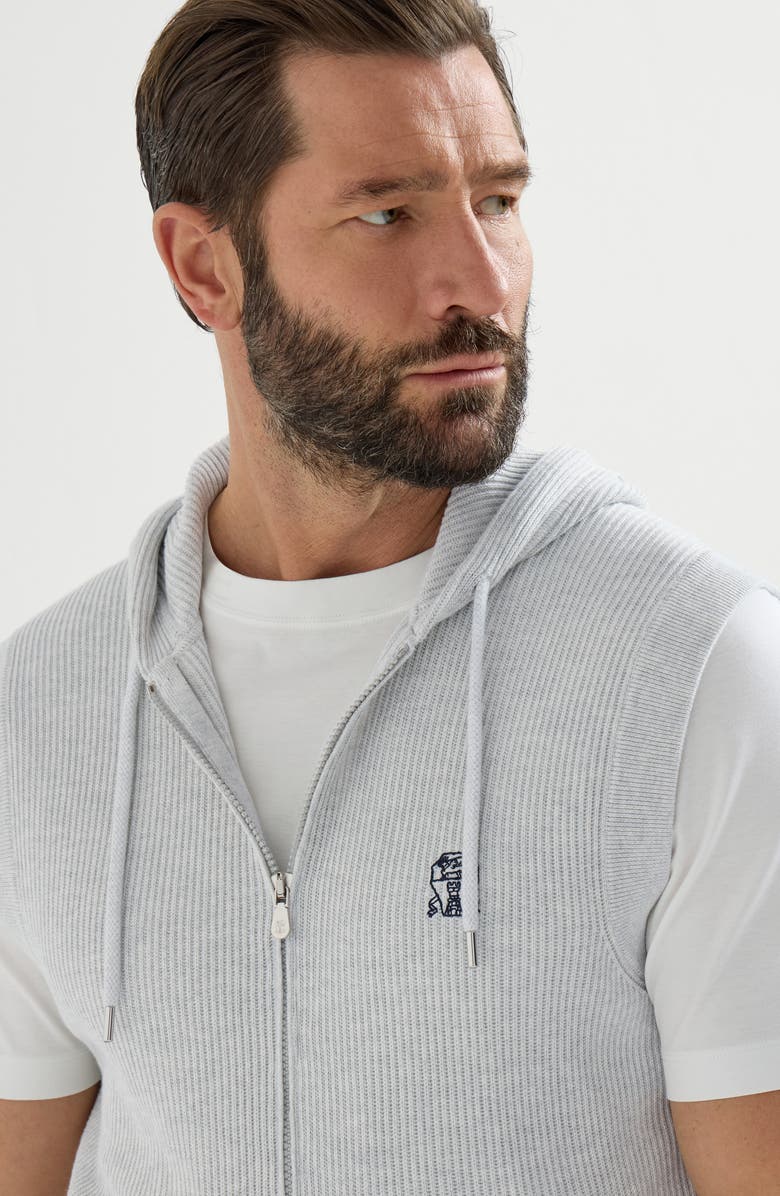 Brunello Cucinelli Cotton knit vest, Alternate, color, Fog