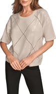 Donna Karan New York Short Sleeve Sequin Sweater
