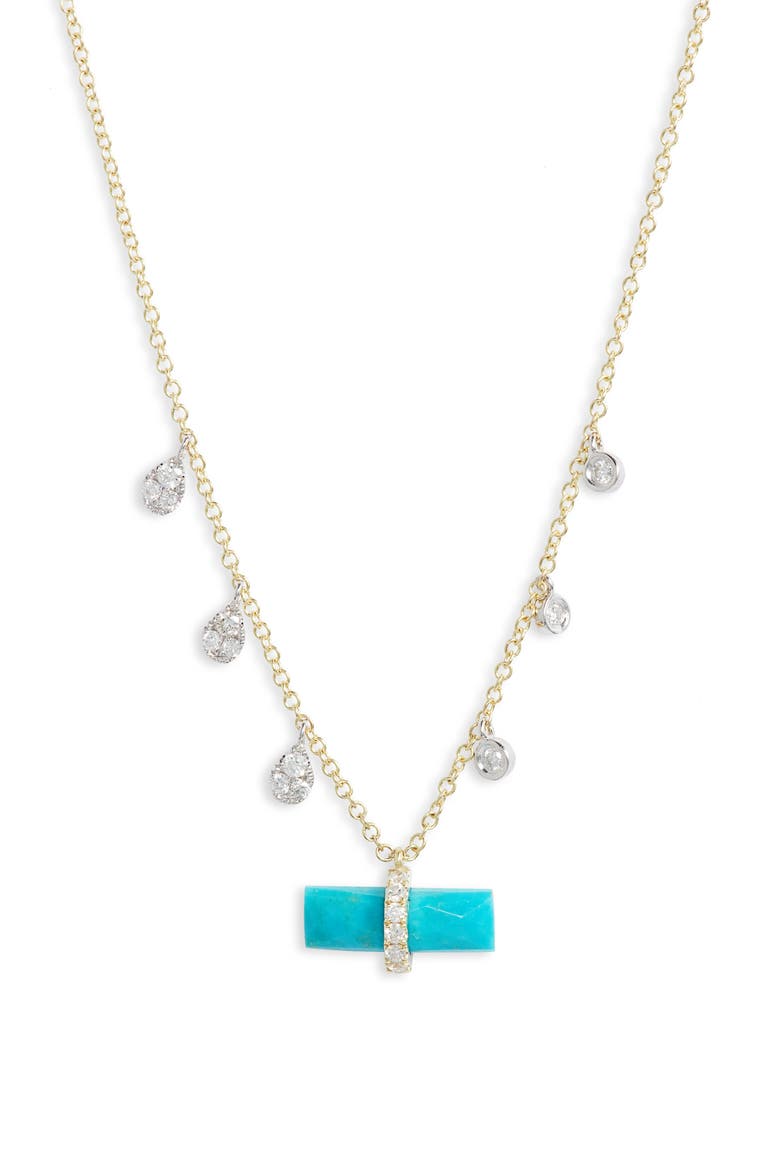 Turquoise Bar & Diamond Necklace, Main, color, YELLOW GOLD