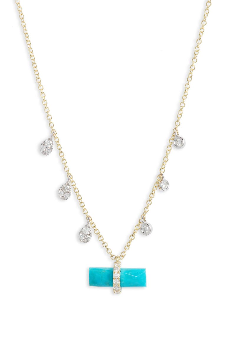 Meira T Turquoise Bar & Diamond Necklace, Main, color, Yellow Gold
