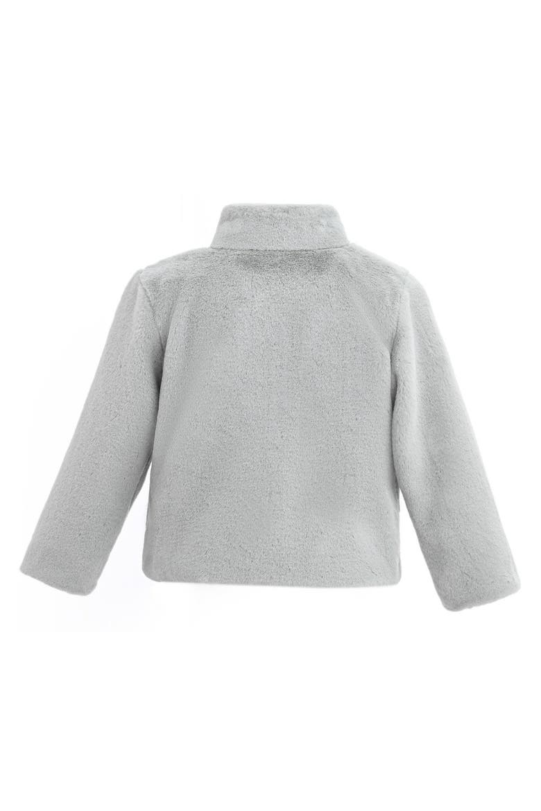 Bow Collar Plush Coat, Alternate, color, Grey