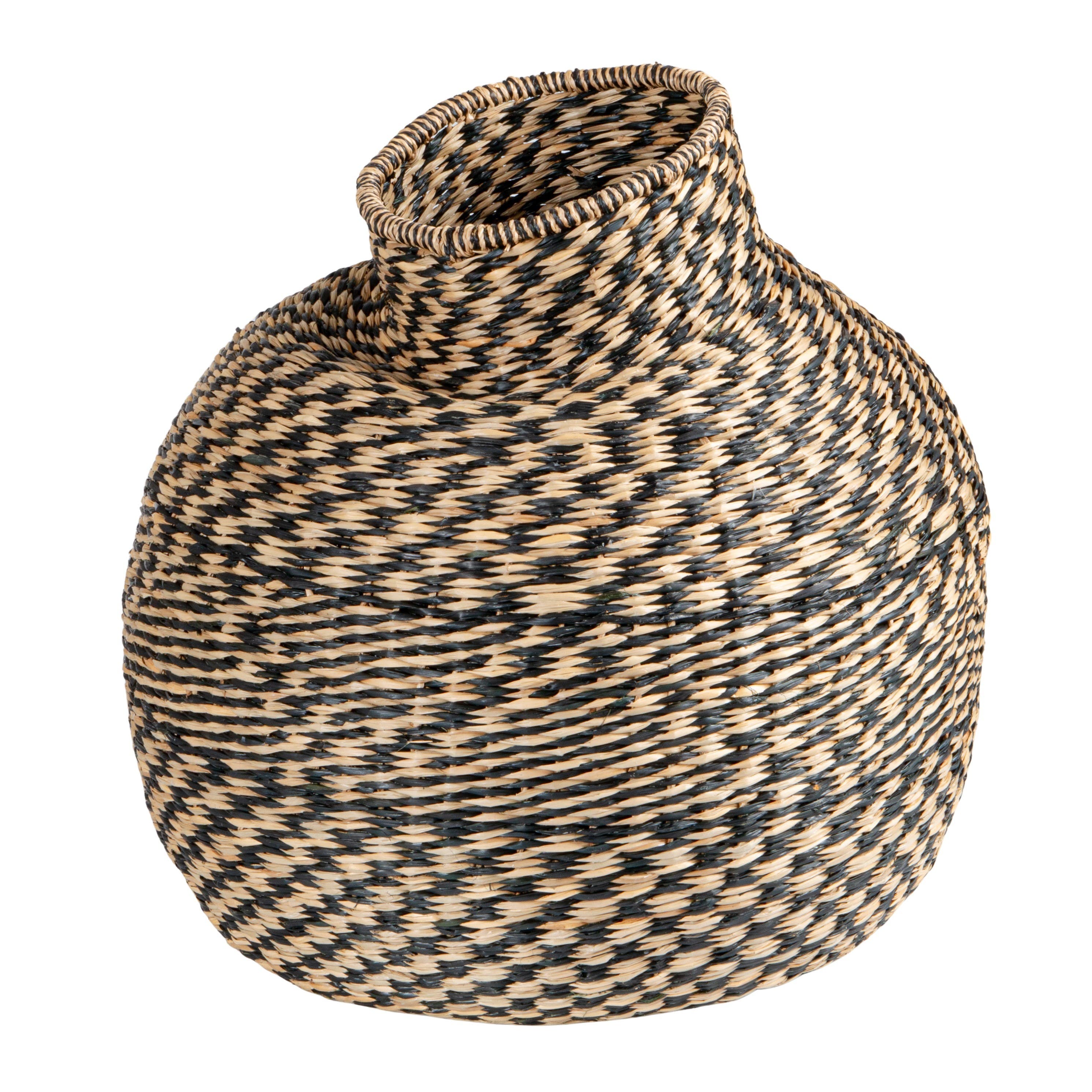 Storied Home Decorative Hand-woven Seagrass Vase, Natural And Black In Multi