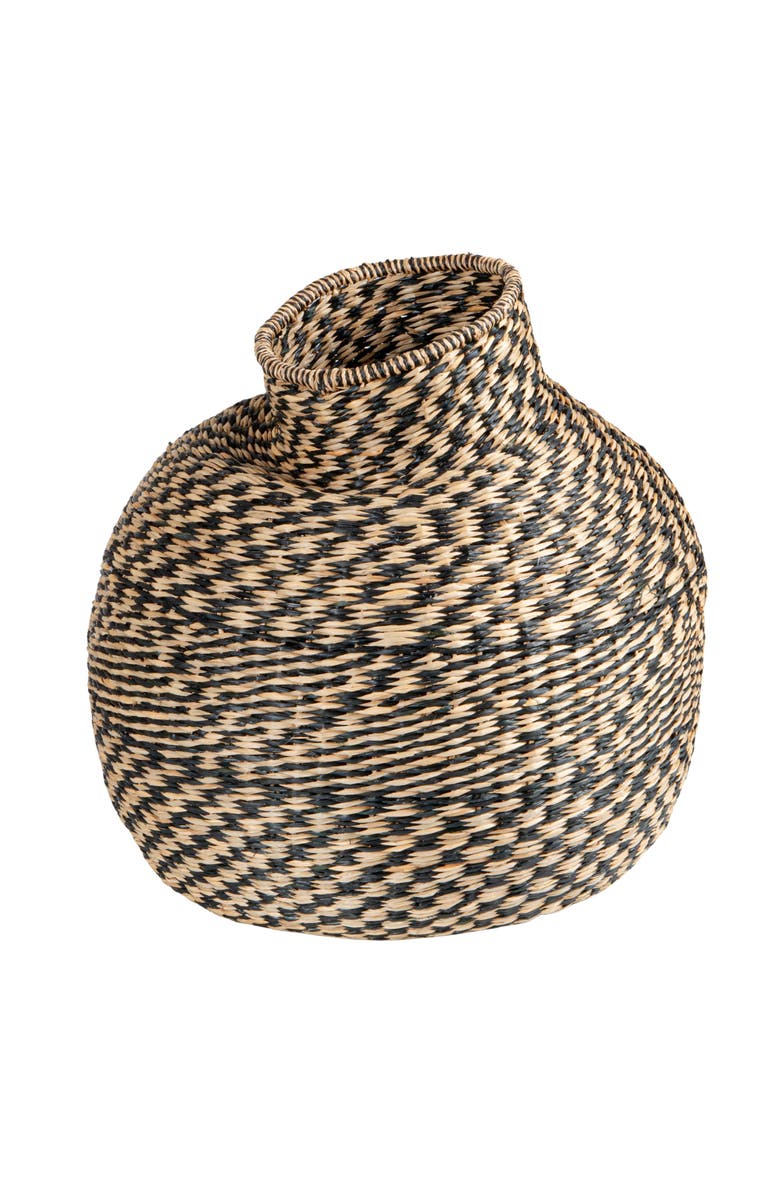 Storied Home Decorative Hand-Woven Seagrass Vase, Natural and Black, Main, color, Natural