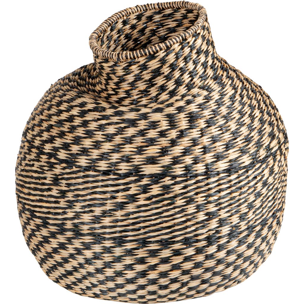 Storied Home Decorative Hand-woven Seagrass Vase, Natural And Black In Multi
