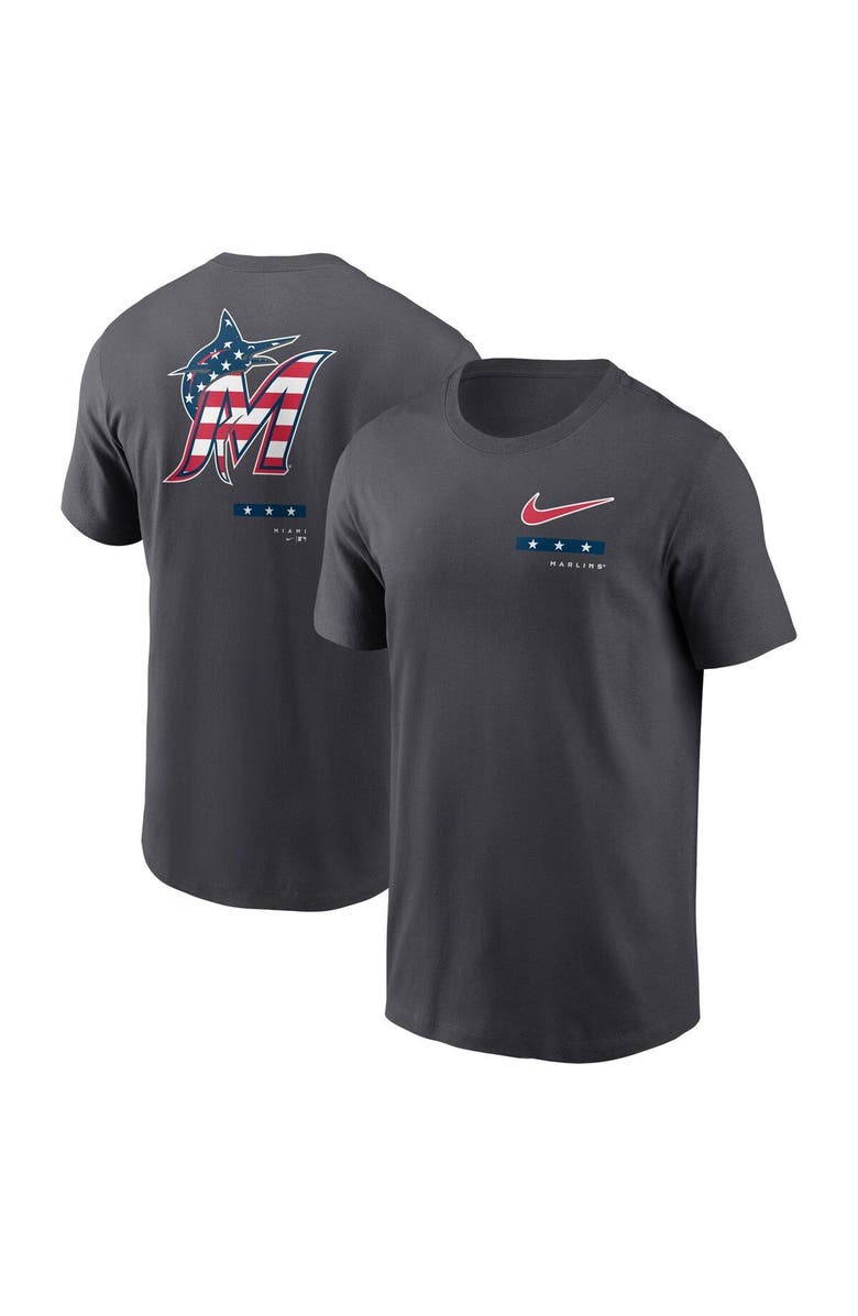 Nike Men's Nike Anthracite Miami Marlins Americana T-Shirt, Main, color, Anthracite