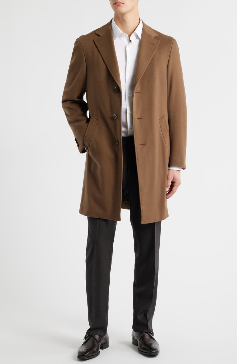 Canali Kei Trim Fit Wool & Cashmere Coat, Main, color, Brown