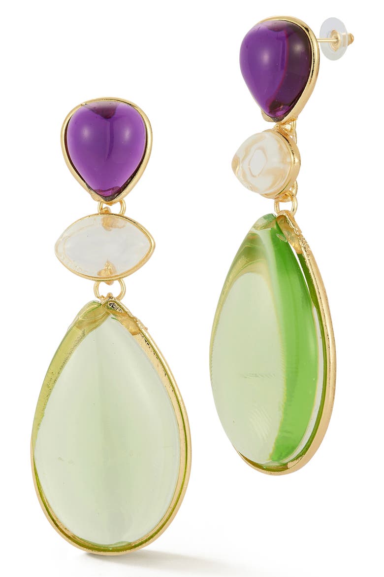 Stone Drop Earrings, Main, color, GOLD