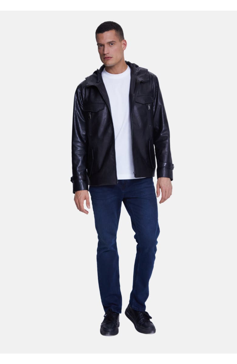 Furniq UK Adrian Leather Jacket, Alternate, color, Black