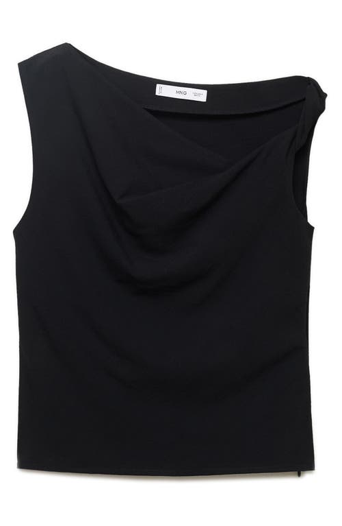 Mango Asymmetric Drape Crop Top In Black