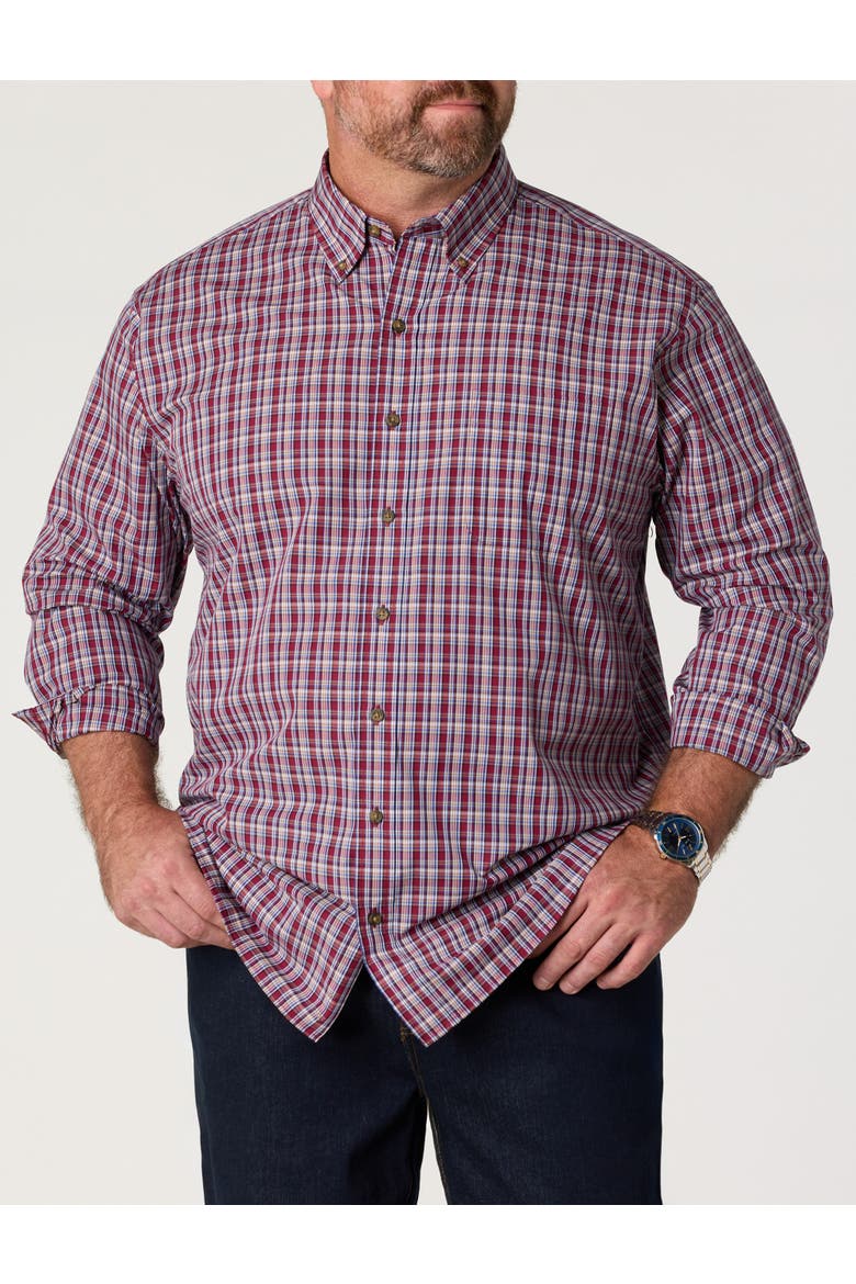 Big & Tall Easy-Care Plaid Sport Shirt V2, Main, color, RUMBA RED