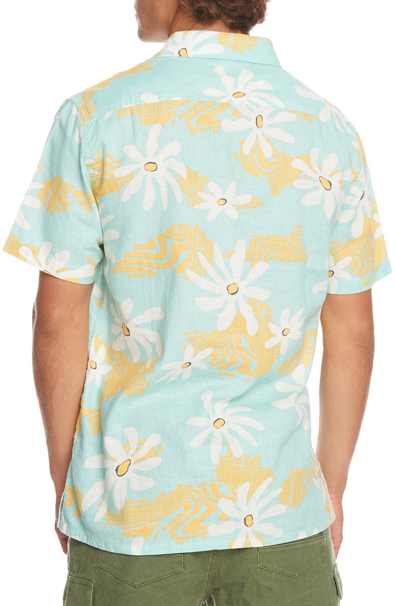 Quiksilver Trippy Floral Short Sleeve Stretch Hemp & Cotton Button-Up Shirt, Alternate, color,