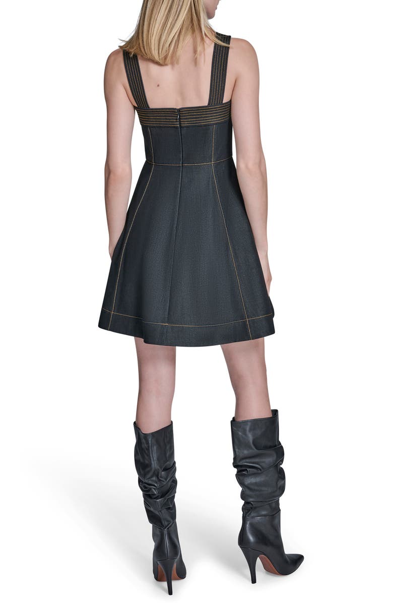 BCBG Stitched Denim Minidress, Alternate, color, Black