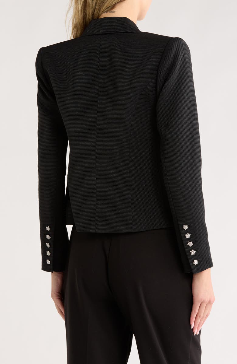 L'AGENCE Brooke Texture Double Breasted Crop Blazer, Alternate, color, Black/Crystal