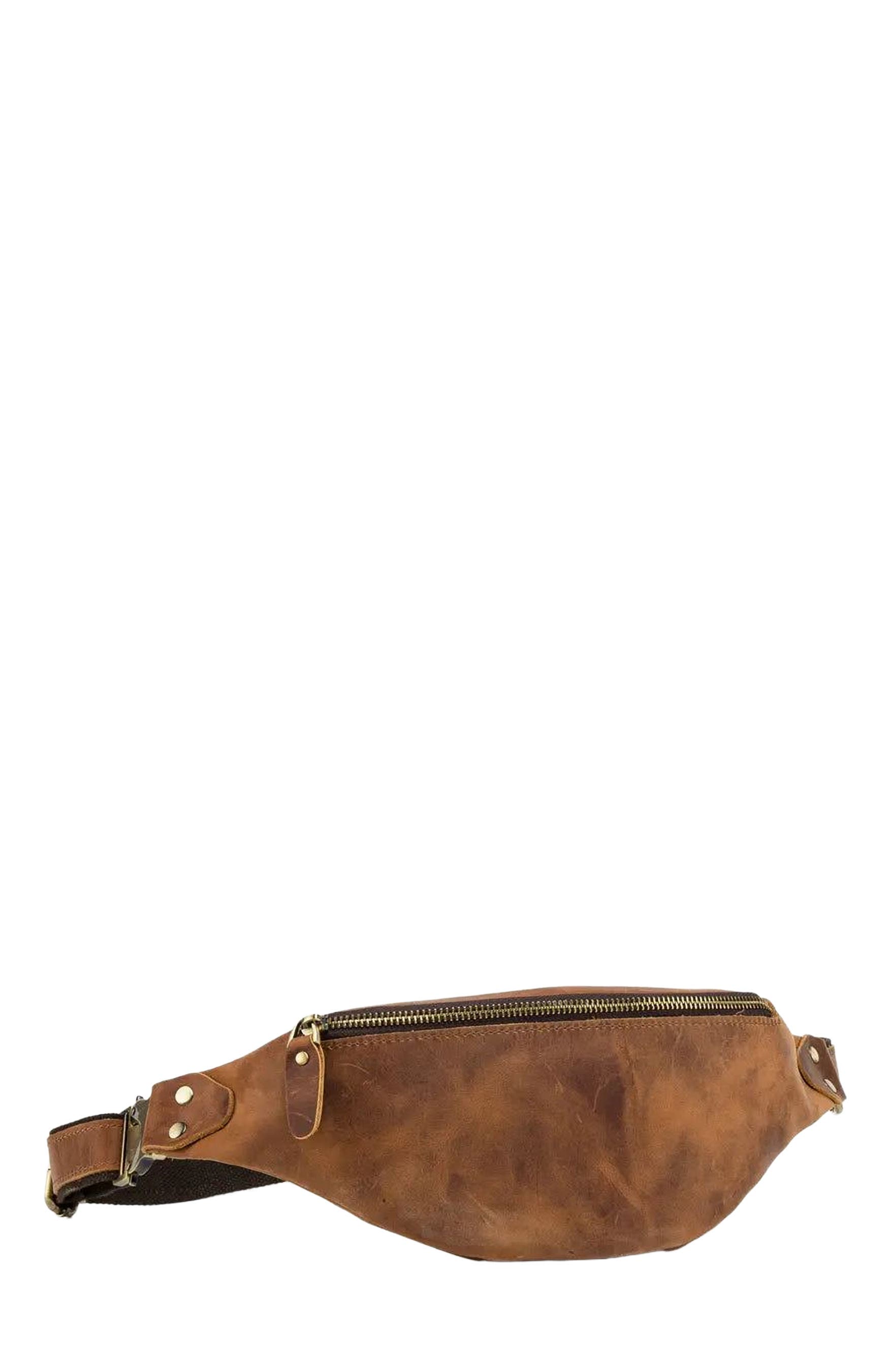 STEEL HORSE LEATHER Wagner Leather Waist Bag | Full Grain Leather Fanny Pack, Main, color, Brown