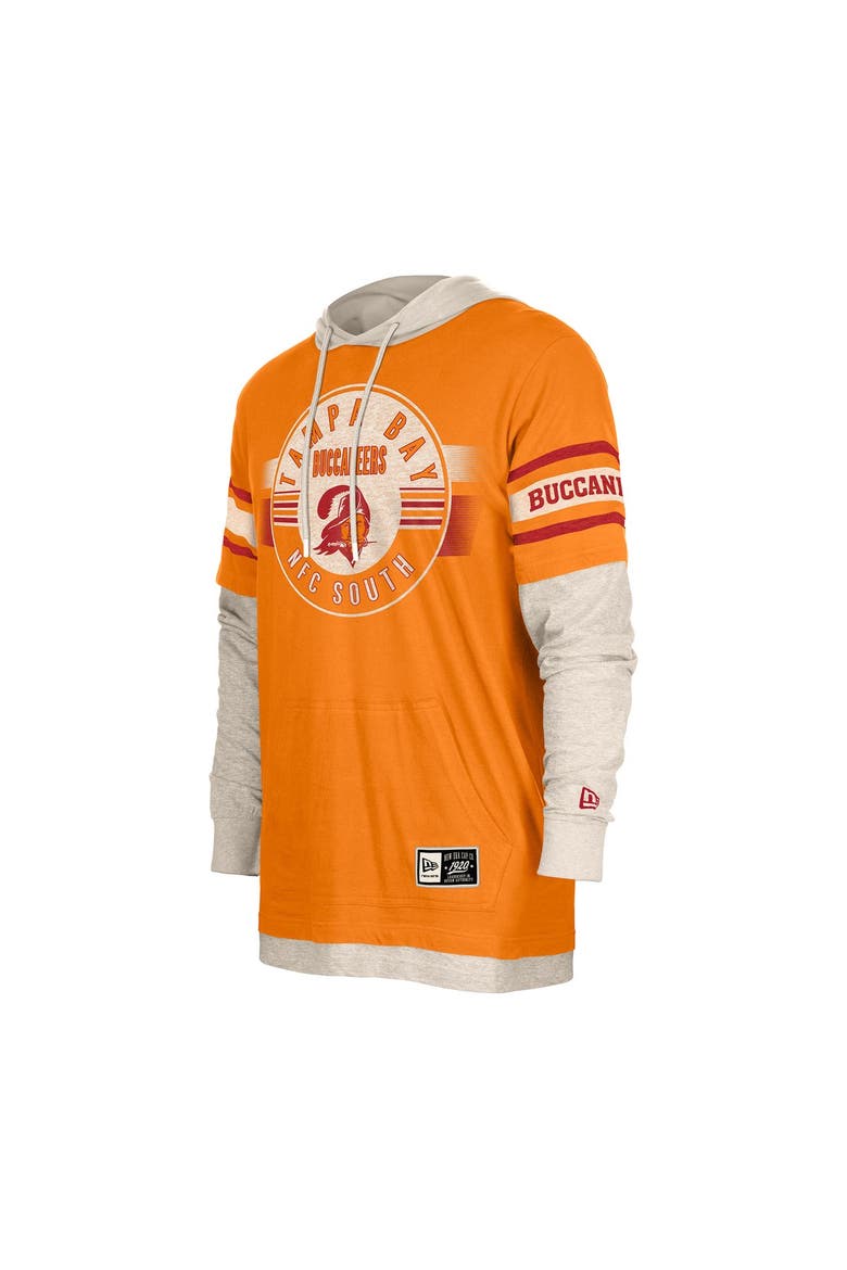 Men's New Era  Orange Tampa Bay Buccaneers Twofer Layered Long Sleeve Hoodie T-Shirt, Alternate, color, Orange
