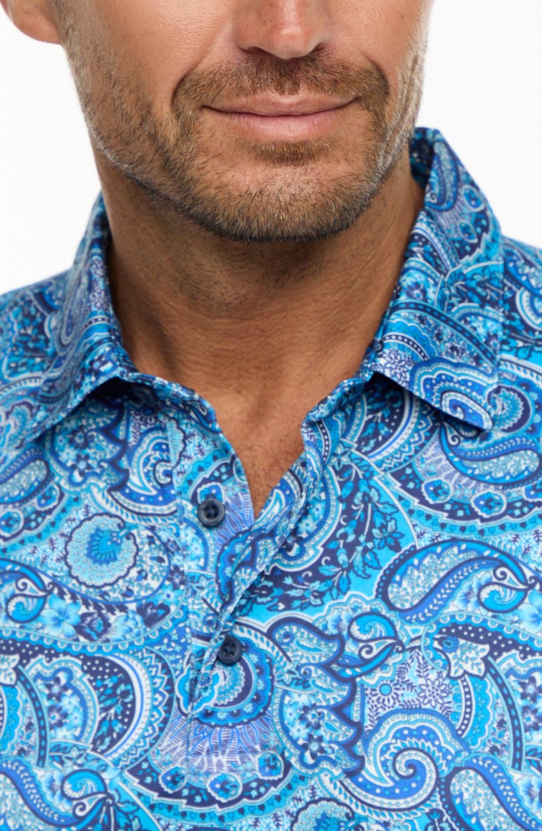 Robert Graham Neris Paisley Performance Polo, Alternate, color, Blue