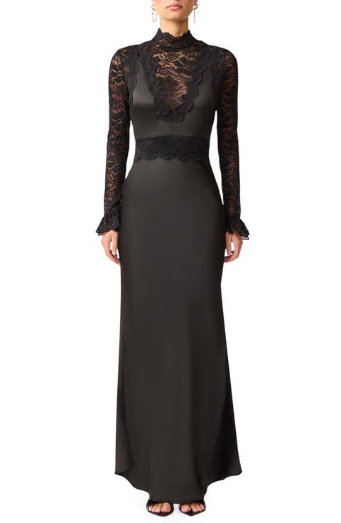 Margot Lace Inset Long Sleeve Gown