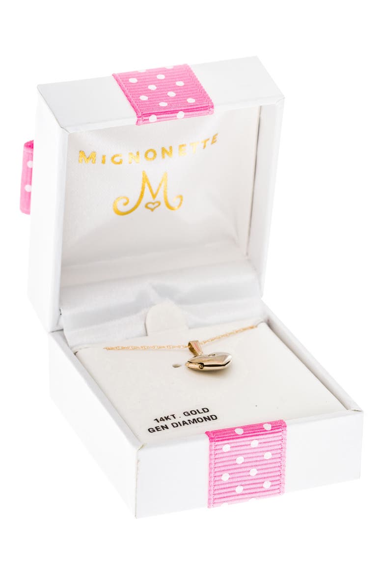14k Gold & Diamond Heart Locket Necklace, Alternate, color, GOLD
