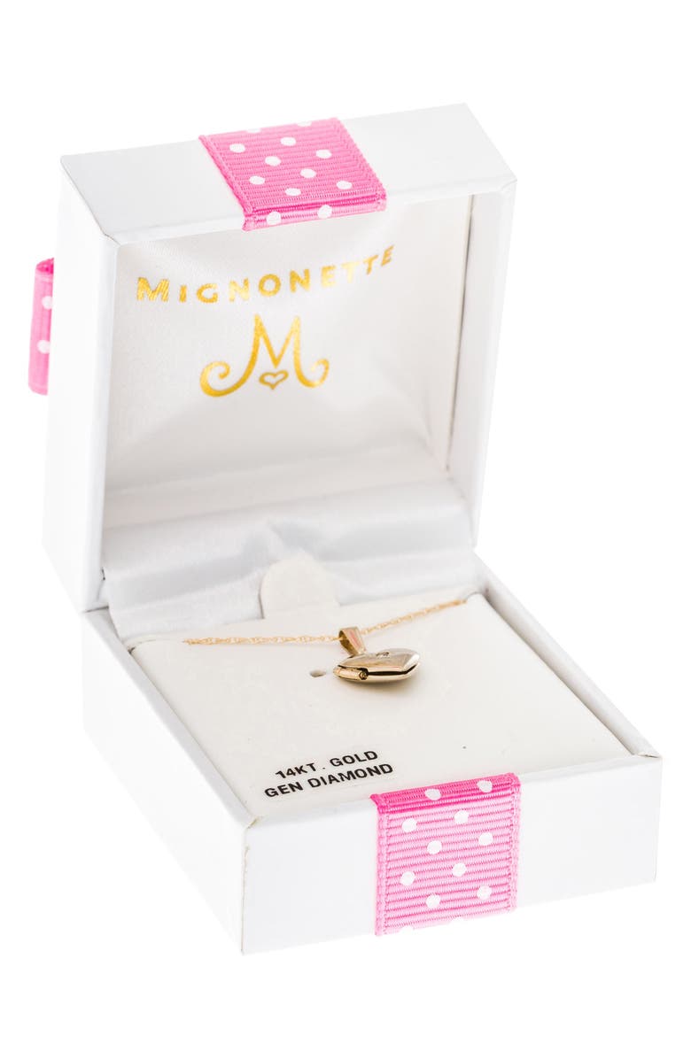 Mignonette 14k Gold & Diamond Heart Locket Necklace, Alternate, color, Gold