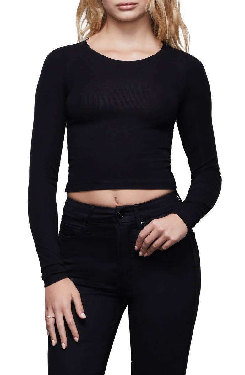 Good American Crop Crewneck Top, Main, color,