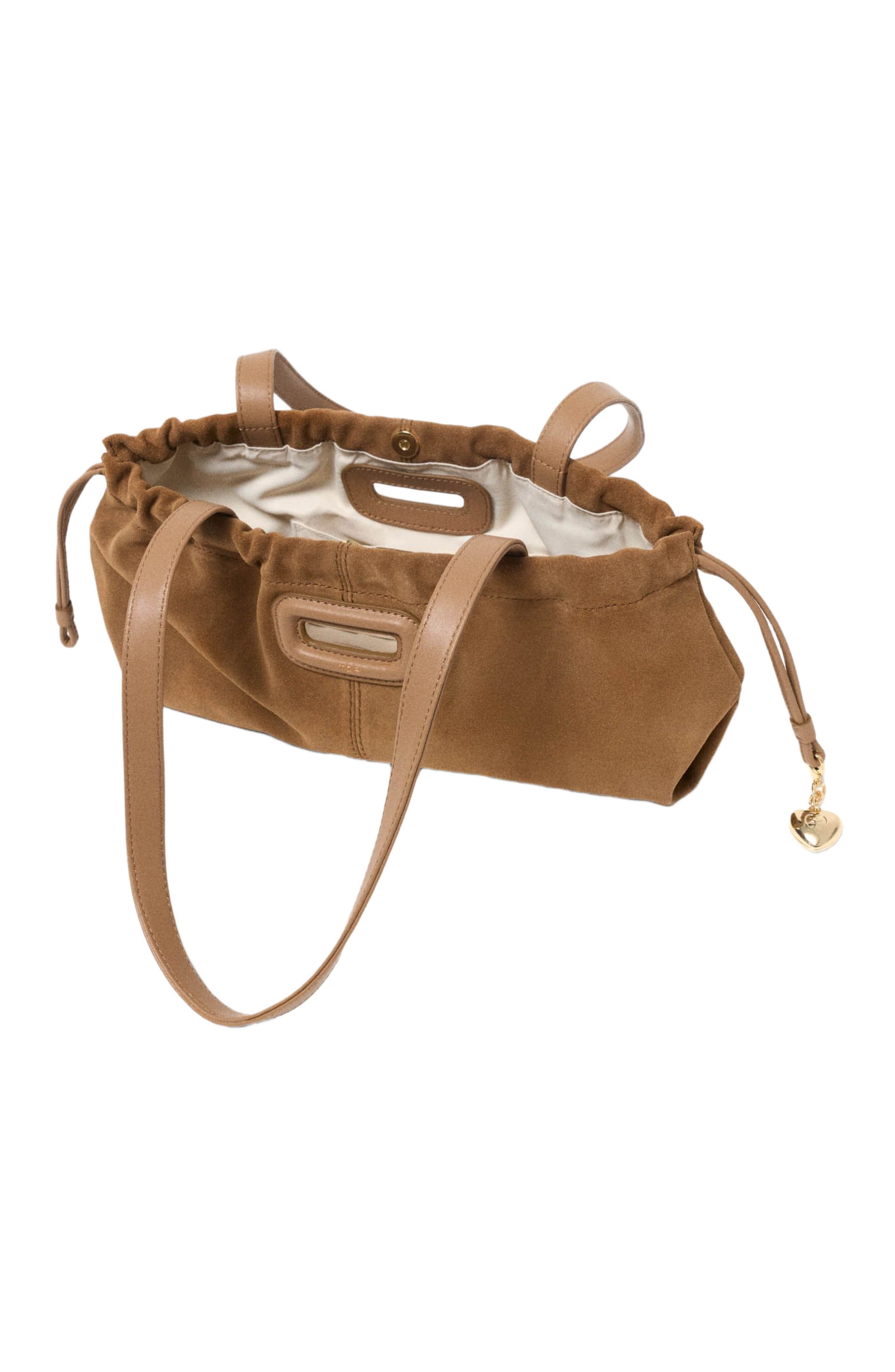 maje Suede Milpli Gazette bag, Alternate, color, Camel