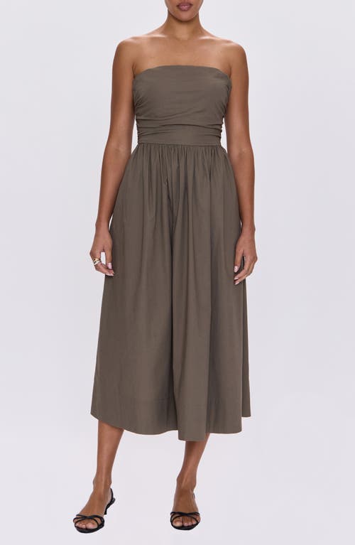 Pistola Florence Strapless Lace-up Back Stretch Cotton Midi Dress In Gray
