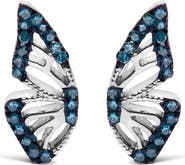 Haus of Brilliance Sterling Silver 1/6 Cttw Blue Treated Diamond Butterfly Stud Earrings