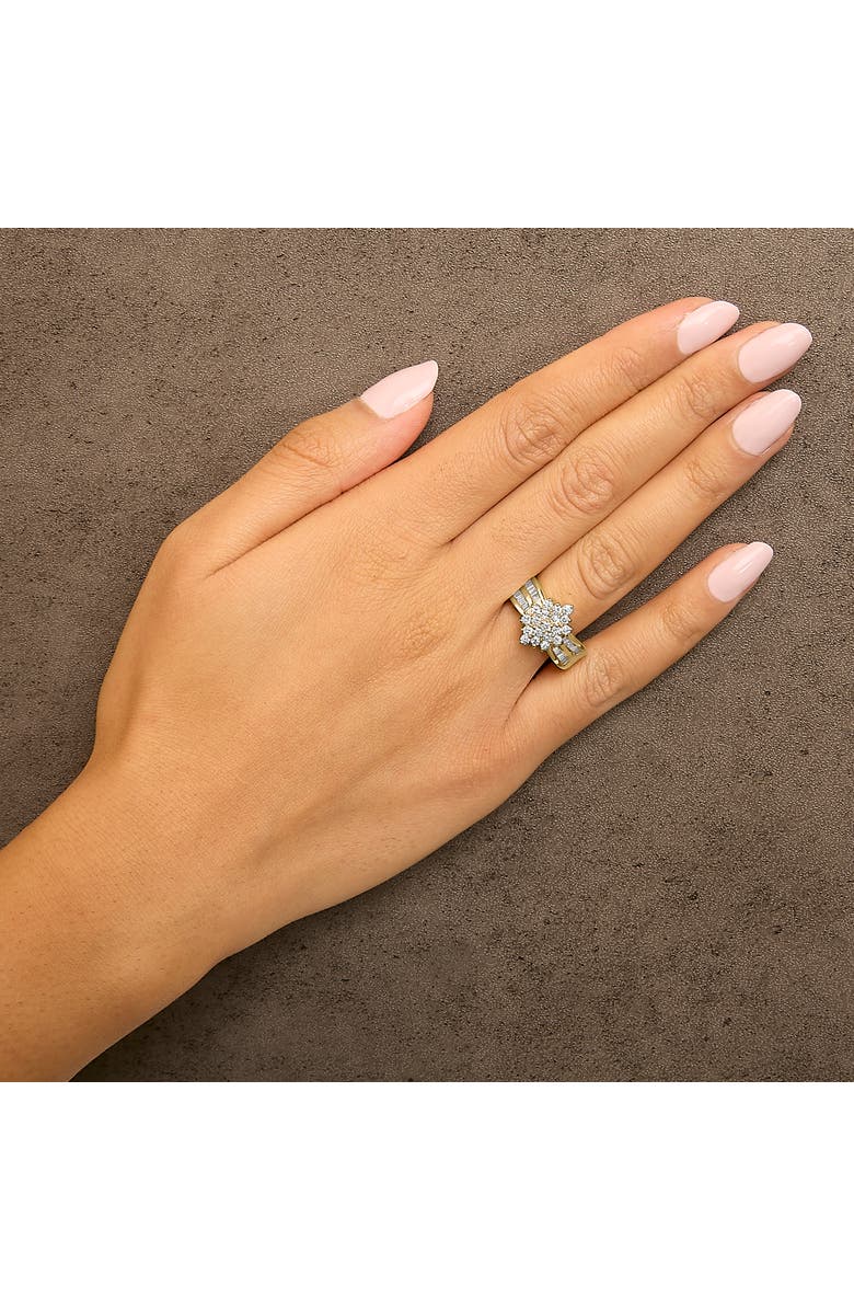 Haus of Brilliance 10K Gold 1.0 Cttw Composite Diamond Cluster Cocktail Ring, Alternate, color, Yellow Gold