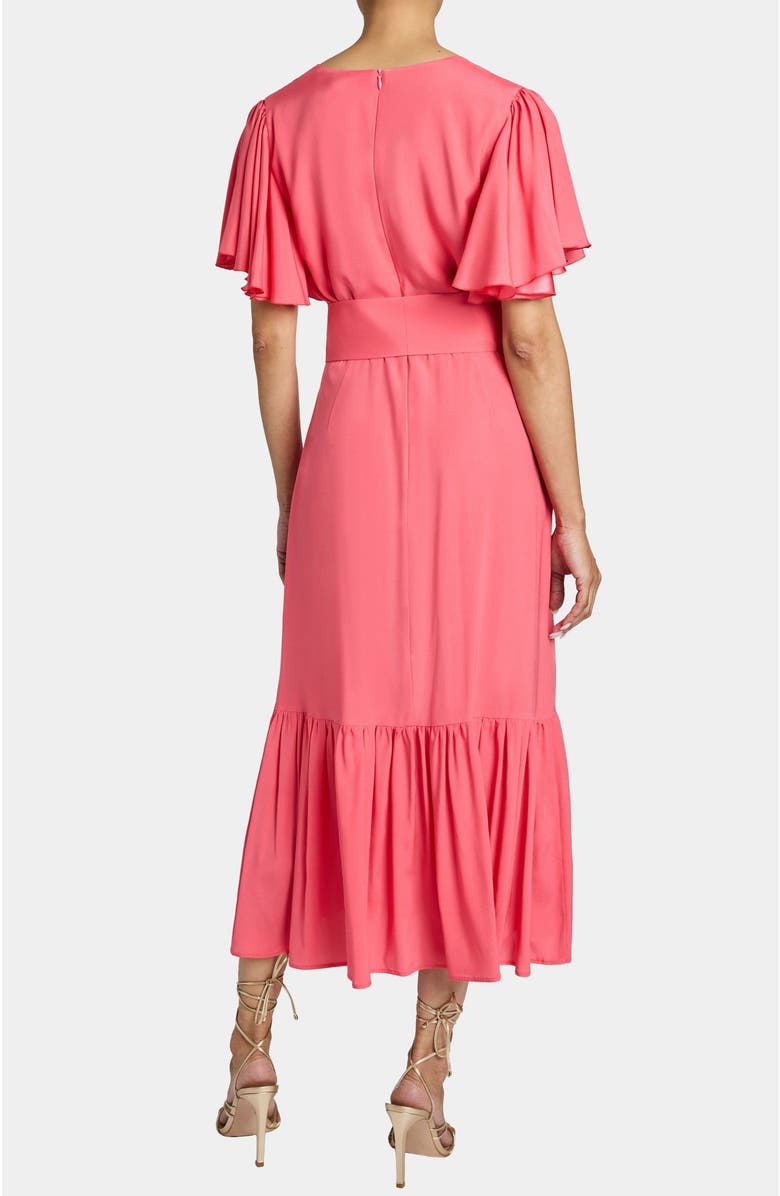 Santorelli ALEXANDRA Ruffled Midi Dress in Silk Crepe de Chine, Alternate, color, Peony