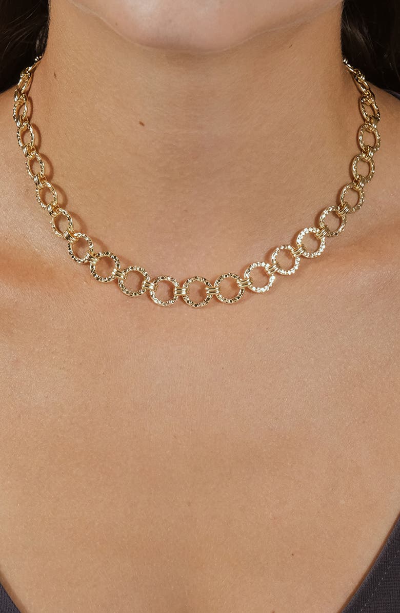 Sterling Forever Molten Chain Necklace, Alternate, color, Gold