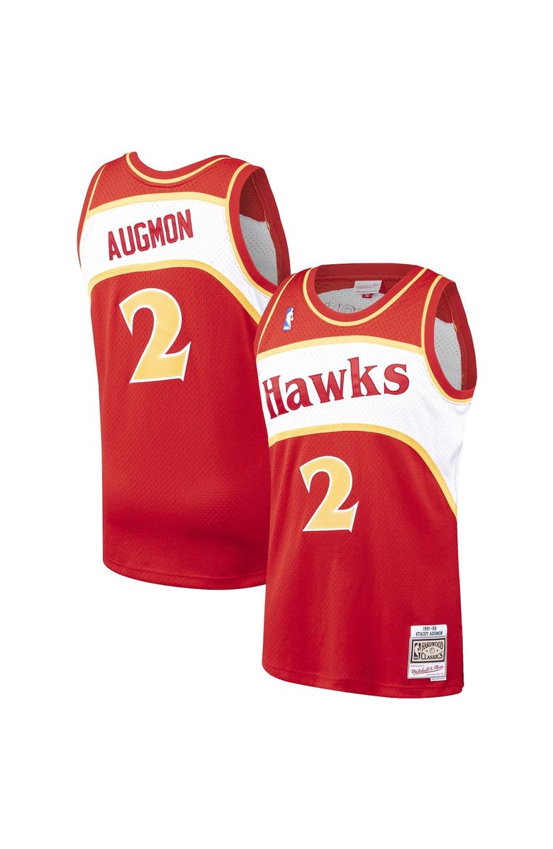 Mitchell & Ness Men's Mitchell & Ness Stacey Augmon Red Atlanta Hawks Hardwood Classics 1991-92 Swingman Jersey, Alternate, color, 