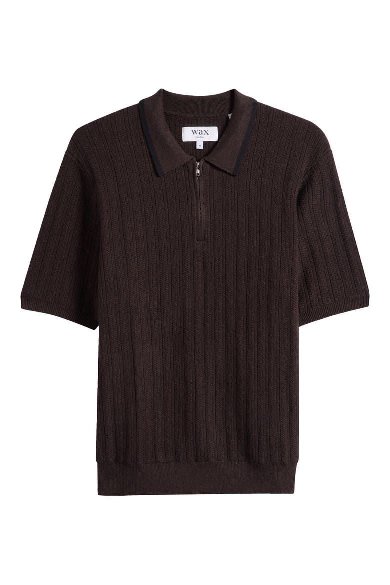 Bury Half Zip Cotton & Cashmere Polo Sweater, Alternate, color, DARK BROWN