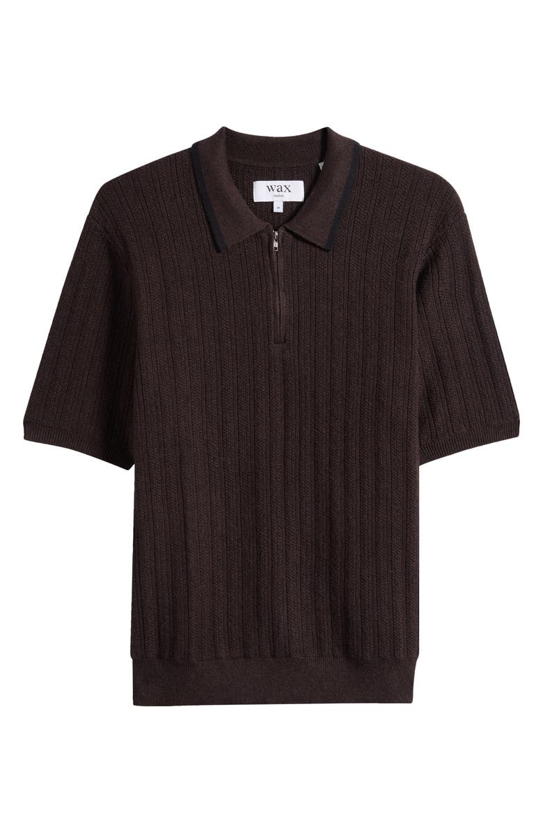 Wax London Bury Half Zip Cotton & Cashmere Polo Sweater, Alternate, color, Dark Brown