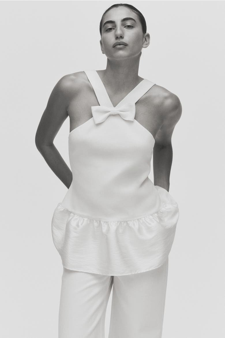 Bow-detail Top, Alternate, color, Cream