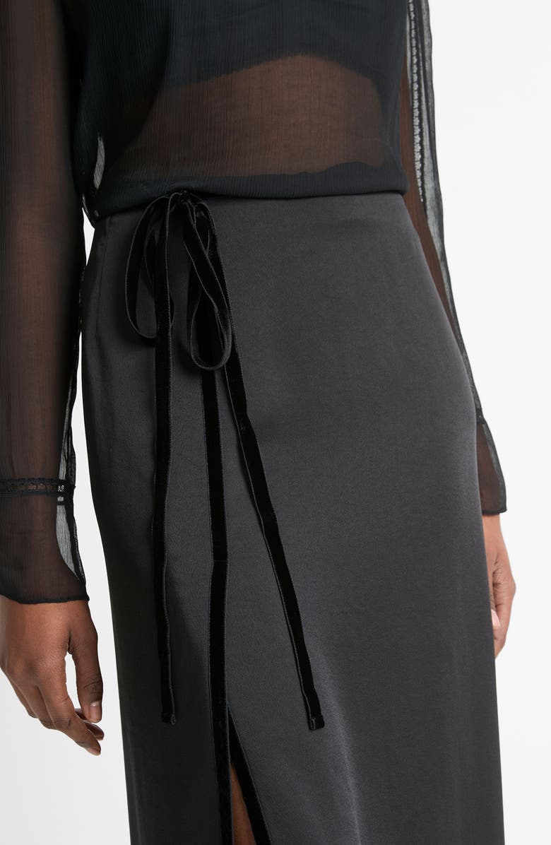 Vince Velvet Trim Side Tie Skirt, Alternate, color, Black