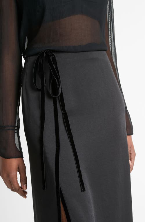 Shop Vince Velvet Trim Side Tie Skirt In Black