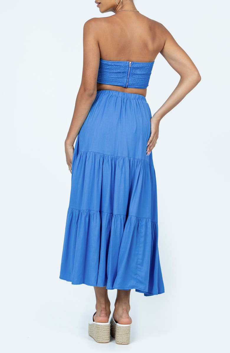 Princess Polly Allie Strapless Crop Top & Maxi Skirt Set, Alternate, color, Blue