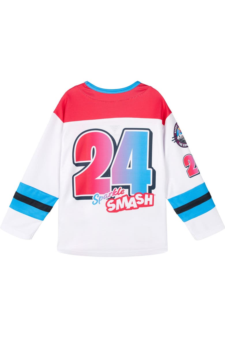 Long Sleeve Hockey Jersey Shirt, Alternate, color, Sparkle Smash White