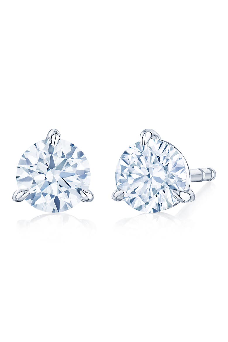 Round Brilliant Cut Diamond & Platinum Stud Earrings - 0.70ct., Main, color, PLATINUM