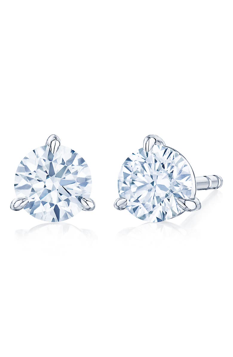 Kwiat Round Brilliant Cut Diamond & Platinum Stud Earrings - 0.70ct., Main, color, Platinum