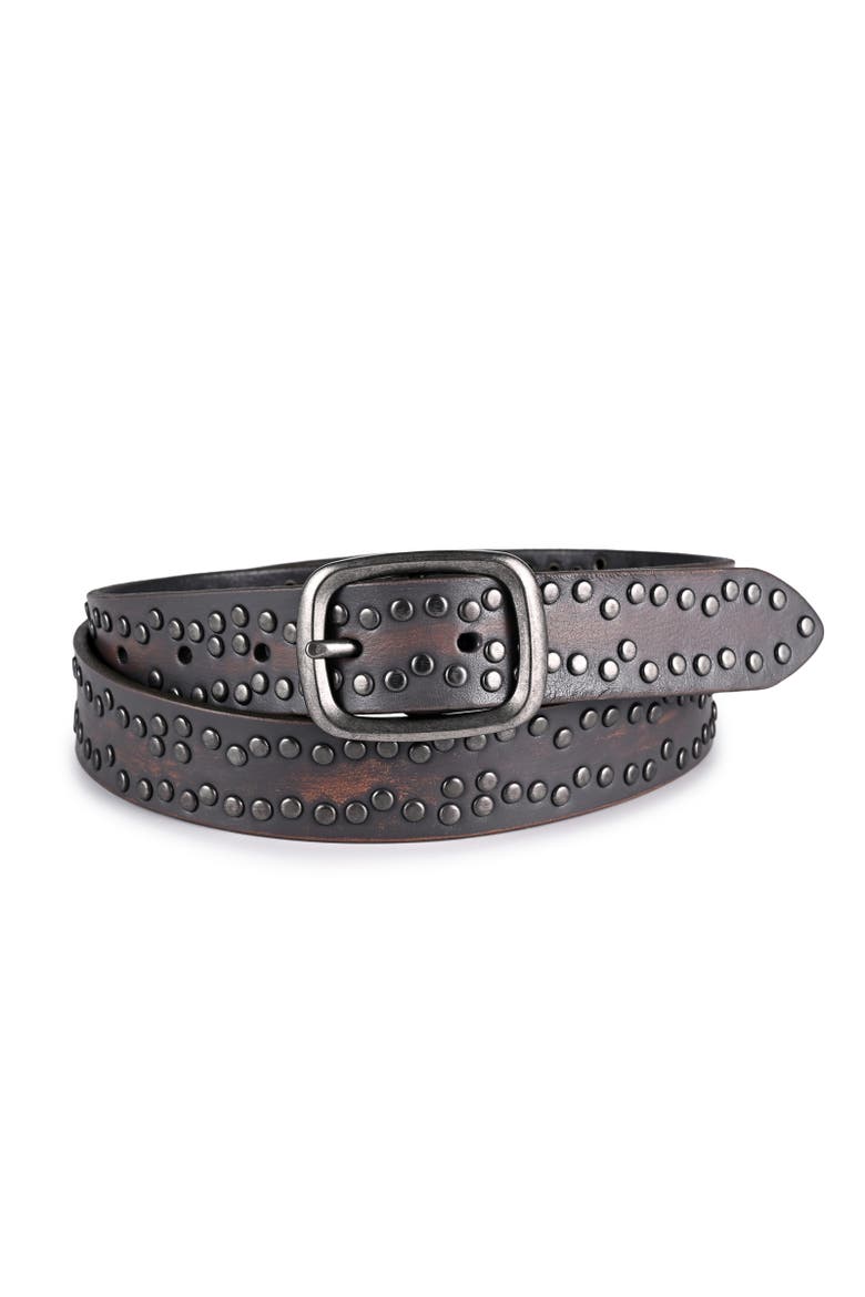 Westland Genuine Leather Desert Inspired Studded Belt, Main, color, Grey
